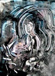 Nat King Cole a monotype print by Arthur Secunda