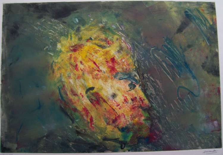 Homeless man a monotype print by Arthur Secunda